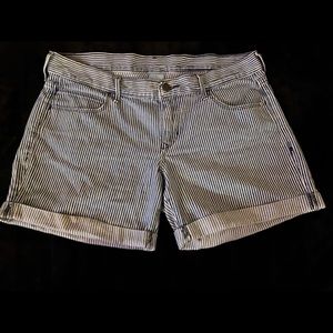 High-Waisted Striped Jean Shorts